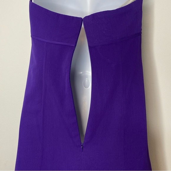 David's Bridal Purple and Silver SequinStrapless Split Front Chiffon Skirt Dress - Picture 8 of 12